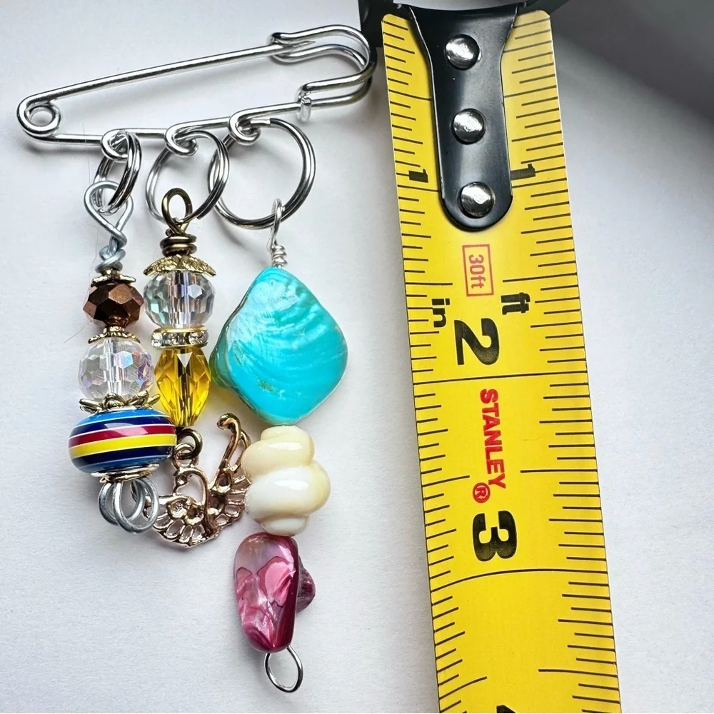 Brooch | Hand Crafted | Glass Beaded |  Pin Artisan Multicolor Wire-Wrapped OOAK